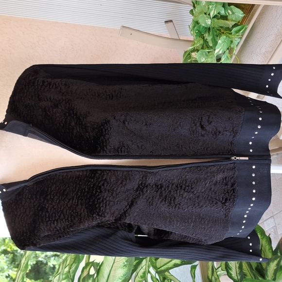 Ming Wang Jackets & Coats Ming Wang Grommet Stud Zip Front Knit